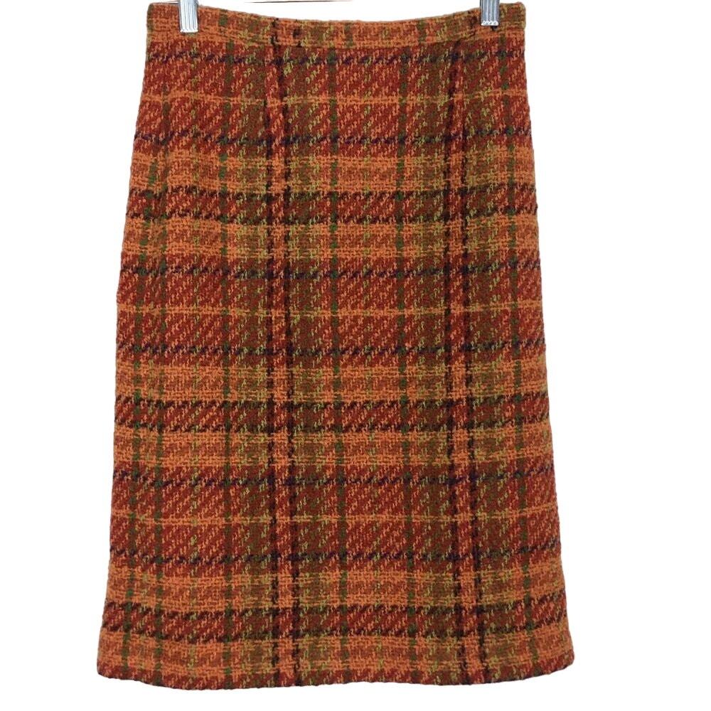 NWT Gerard Darel Wool Boucle Tweed Pencil Skirt Plaid Straight Pencil Skirt 38/6